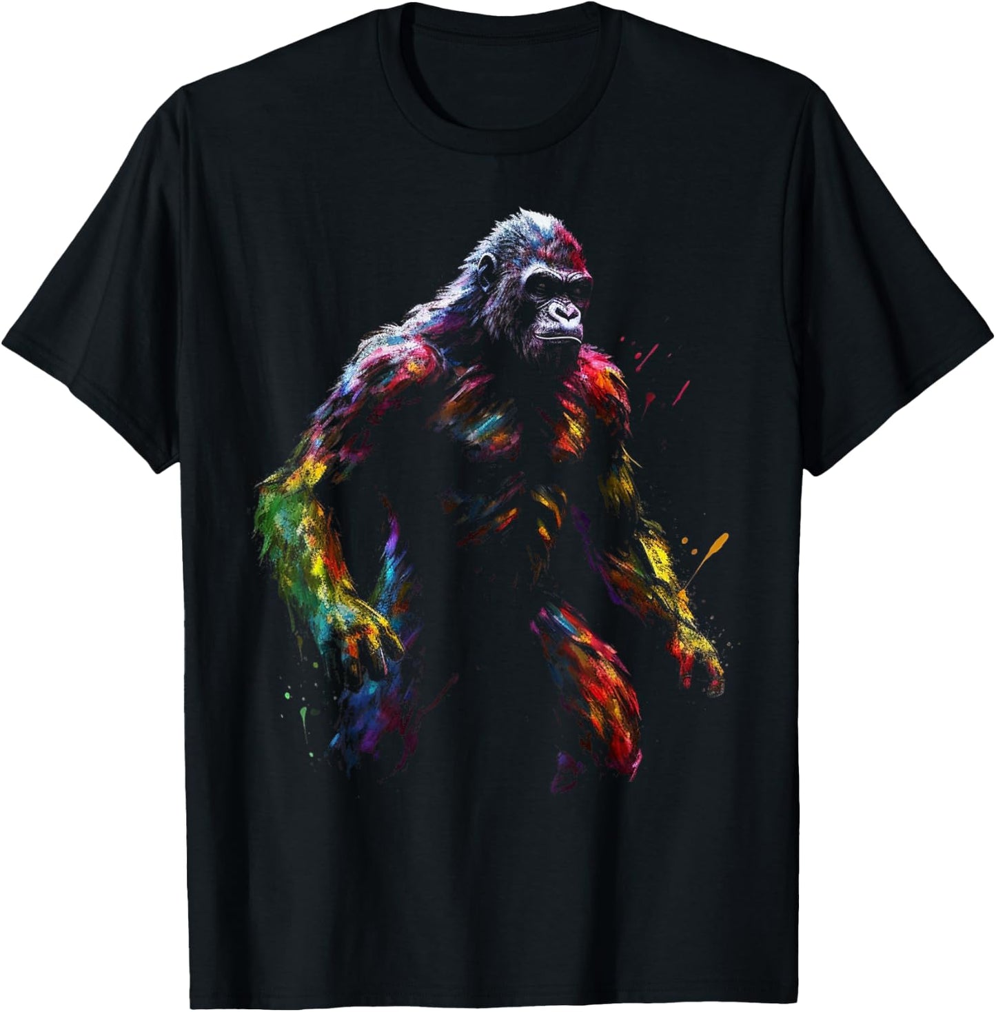 Gorilla Artwork Colourful Animal Art Gorilla T-Shirt - T-Shirt | Black