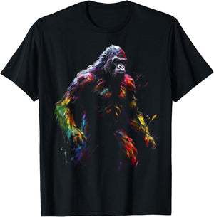 Gorilla Artwork Colourful Animal Art Gorilla T-Shirt - T-Shirt | Black