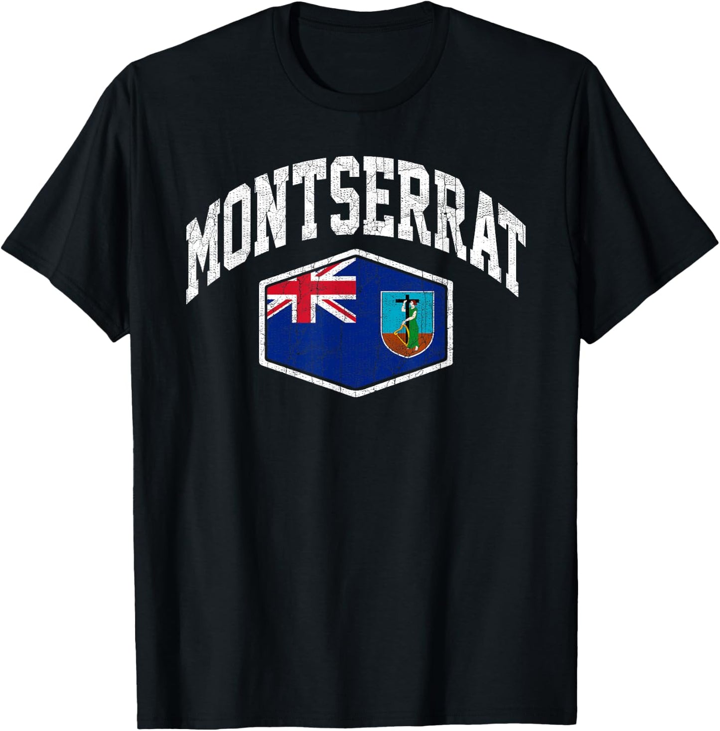 Montserrat Vintage Flag Throwback Design Souvenir T-Shirt - T-Shirt | Black