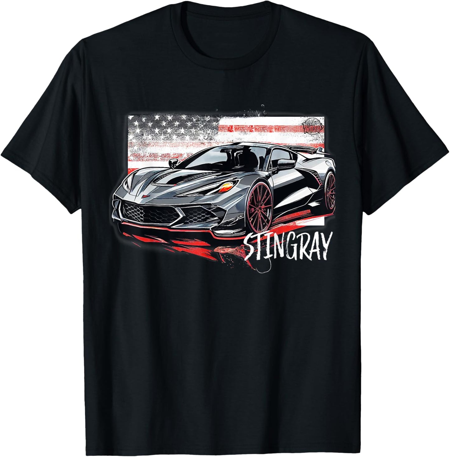 C8 American Muscle v8 Supercar Stingray Cool Vette Mechanic T-Shirt - T-Shirt | Black