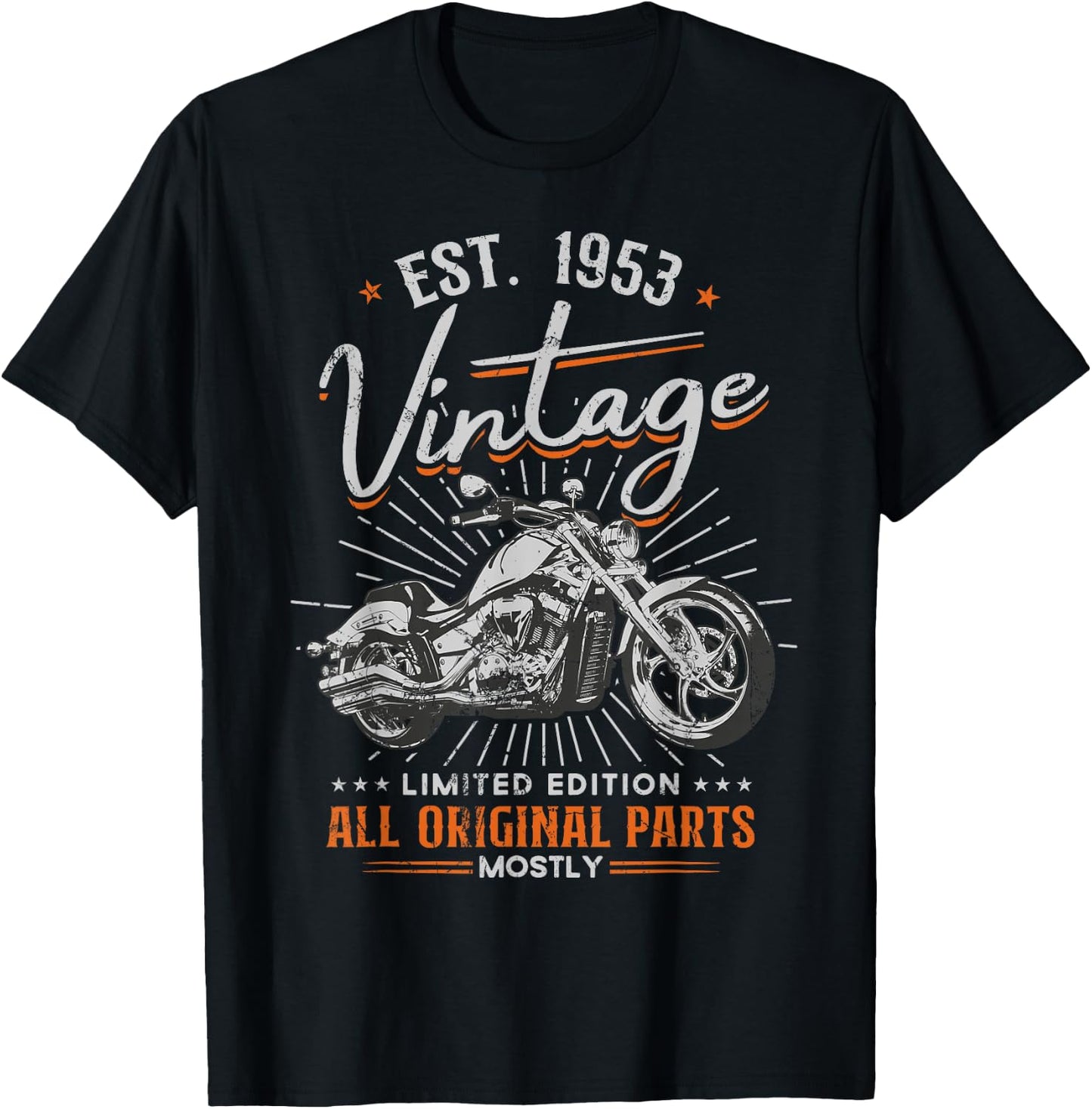 Est 1953 Vintage All Original Parts Motorcycle 71th Birthday T-Shirt - T-Shirt | Black