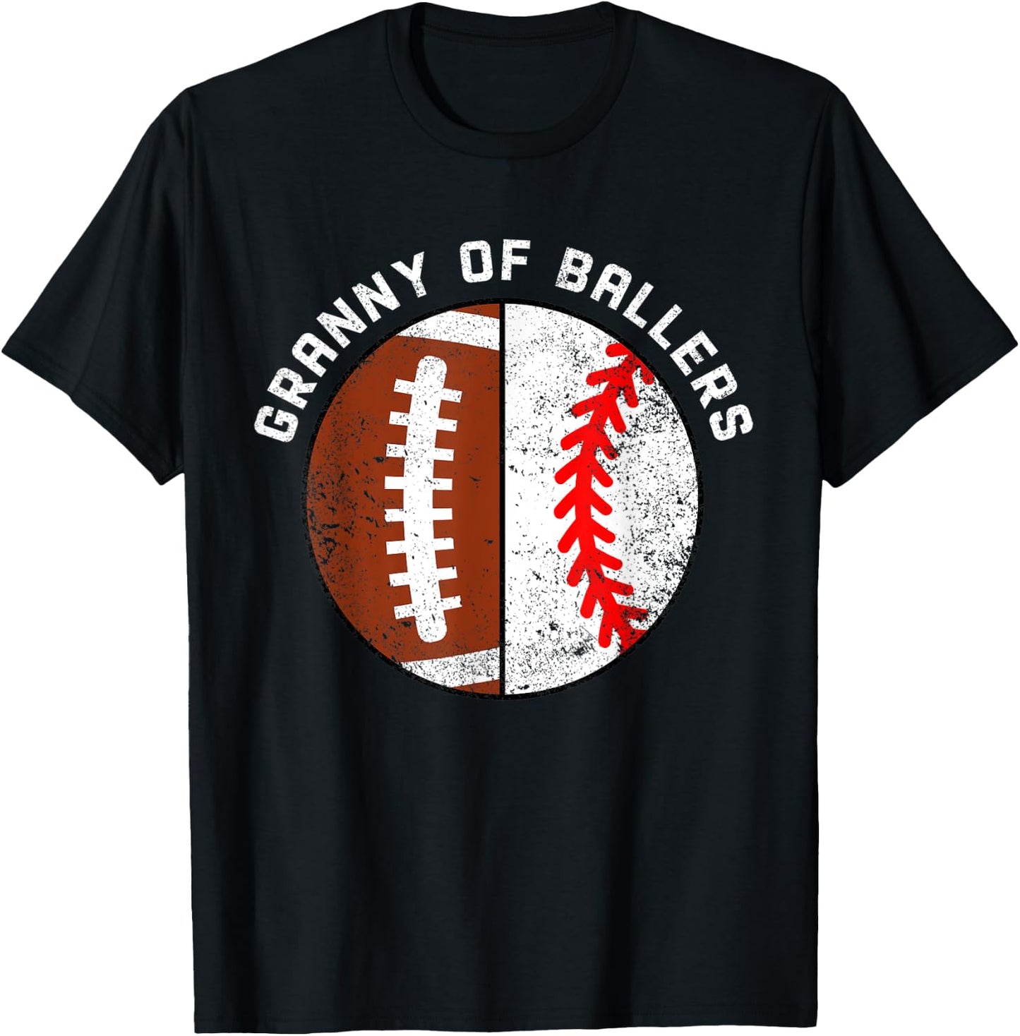 Granny Of Ballers Funny Football Baseball Grandma Granny T-Shirt - T-Shirt | Black