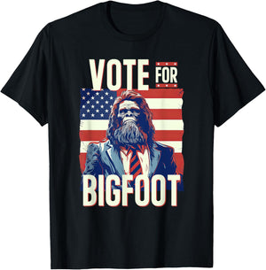 Bigfoot for President Election Vote Sasquatch USA Flag 2024 T-Shirt - T-Shirt | Black
