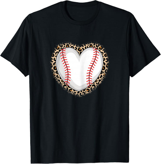Cute Baseball Heart Baseball Lover Women Girls T-Shirt - T-Shirt | Black