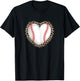 Cute Baseball Heart Baseball Lover Women Girls T-Shirt - T-Shirt | Black