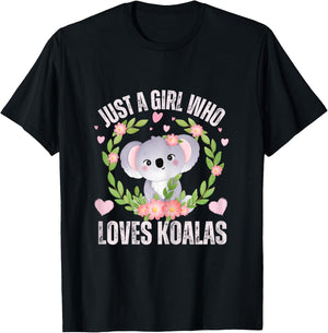 Just A Girl Who Loves koalas Funny Cute koala Lover Girls T-Shirt - T-Shirt | Black