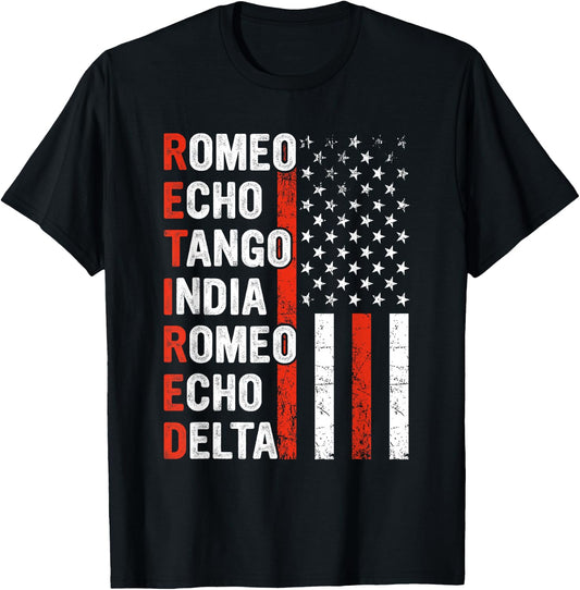 Phonetic Alphabet Retired Veteran Retirement Army Military T-Shirt - T-Shirt | Black