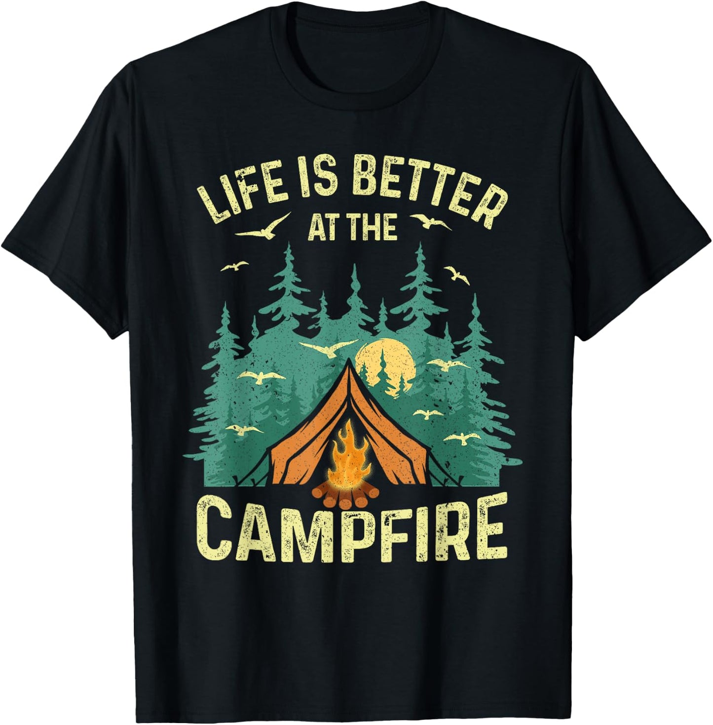 Unique Camping Gift RV Camper Accessories & Stuff -Adults, Kids Black Cotton 60%, Polyester 40% Short Sleeve Small Camping, Outdoor Adventures T-Shirt - T-Shirt | Black