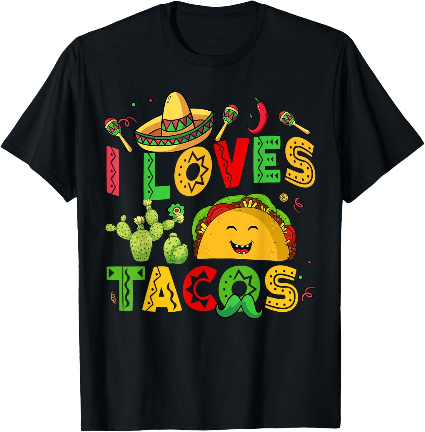 Cinco De Mayo I Loves Tacos Tuesday Funny Kids Boy Men Women T-Shirt - T-Shirt | Black