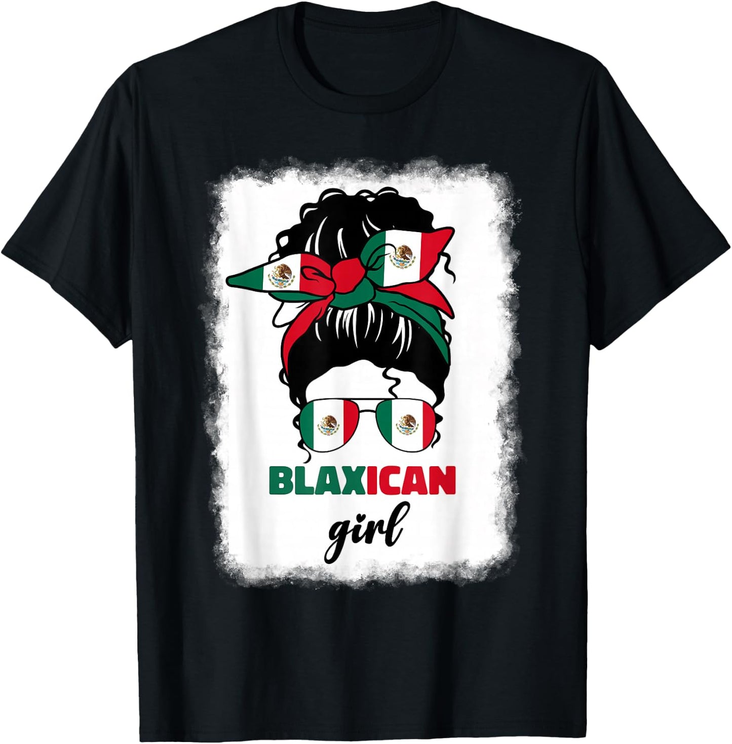 Blaxican Mexican American Black Girl Mexico Flag Chicano Fun T-Shirt - T-Shirt | Black