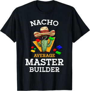 Nacho Average Master Builder Cactus Block Building Kids Boys T-Shirt - T-Shirt | Black