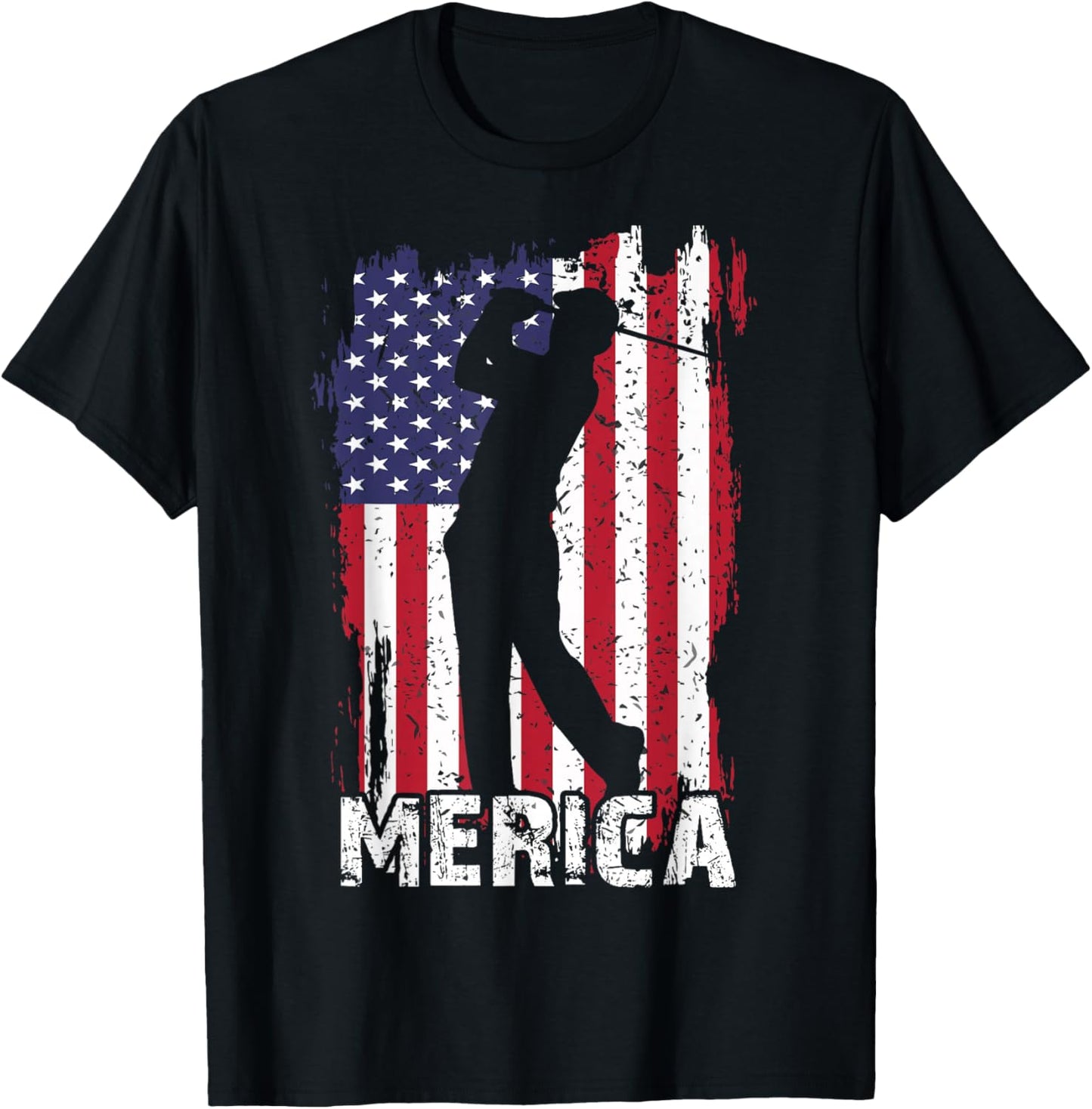 Merica Golf-Shirt 4th July American Flag Patriotic Dad Men T-Shirt - T-Shirt | Black