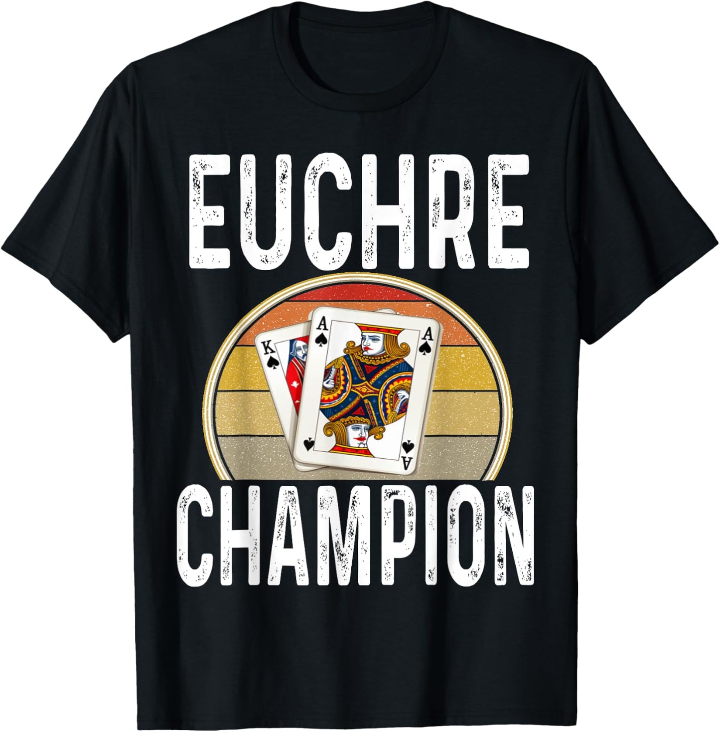 Euchre Champion Game Night Player Card Game Cards Retro T-Shirt - T-Shirt | Black