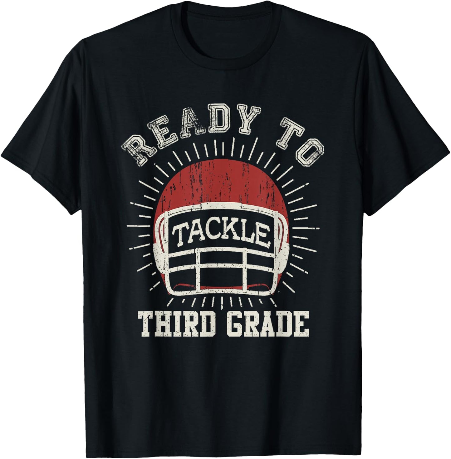 Ready To Tackle 3rd Grade Back To School Football T-Shirt - T-Shirt | Black