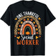 One Thankful School Social Worker Thanksgiving School Worker T-Shirt - T-Shirt | Black