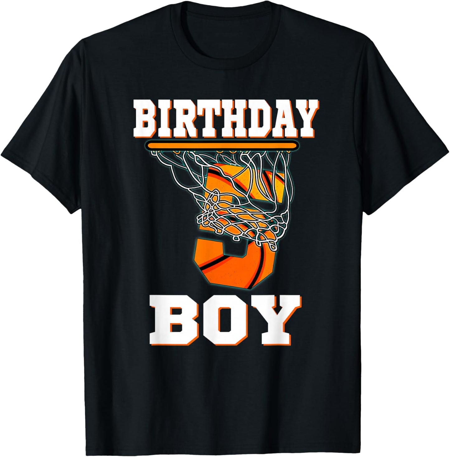 5 Years Old Basketball Boy 5th Birthday Party Celebration T-Shirt - T-Shirt | Black