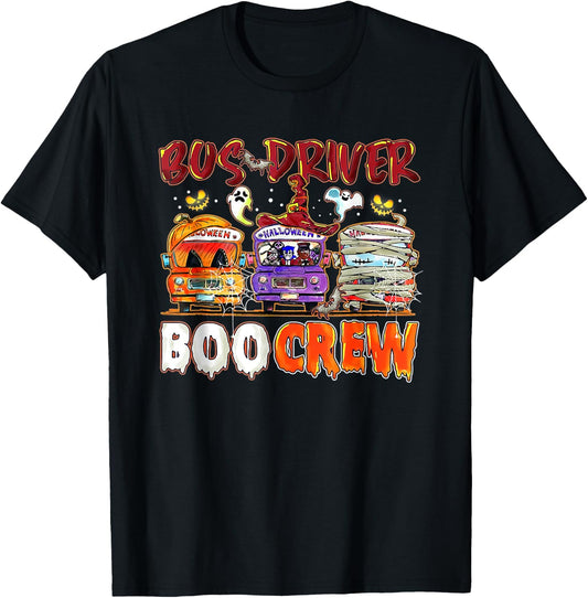Bus Driver Boo Crew School Bus Driver Life Halloween T-Shirt - T-Shirt | Black