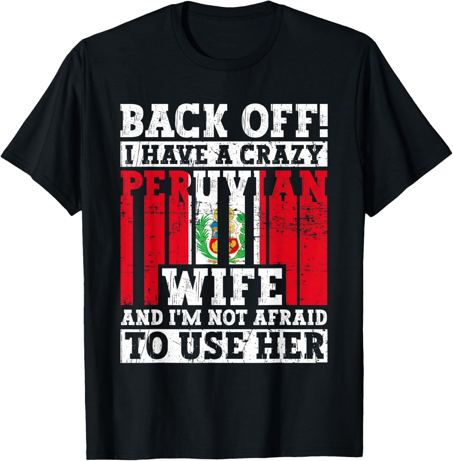 Funny Peruvian Husband Apparel Peru Flag Roots Heritage T-Shirt - T-Shirt | Black