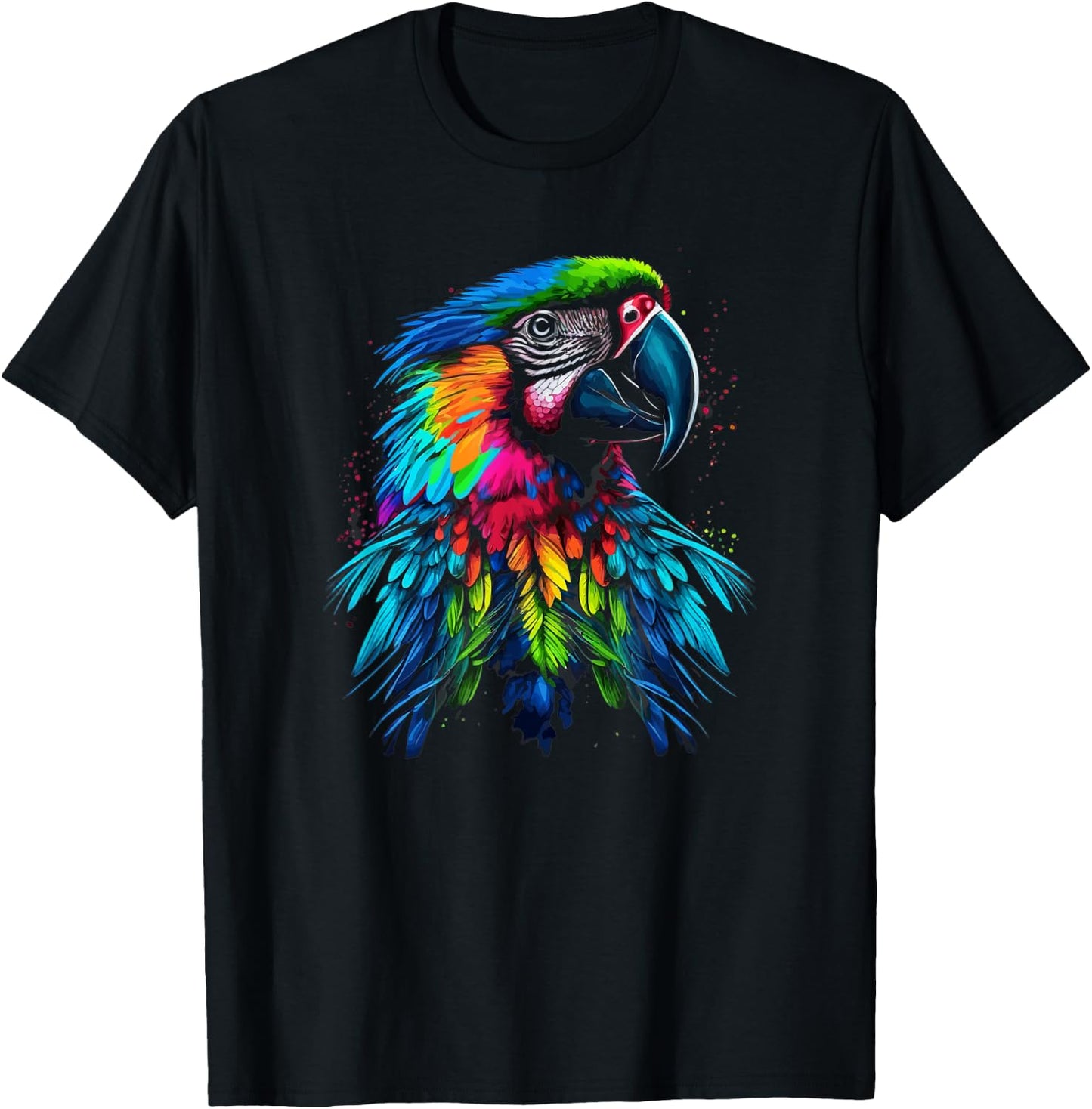 Rainbow Parrot | Beautiful Macaw | Cute Colorful Bird T-Shirt - T-Shirt | Black