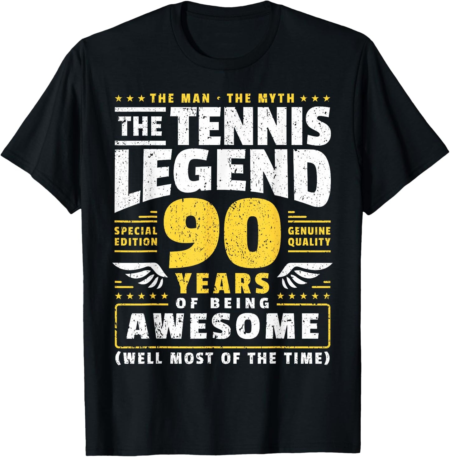 90th Birthday Tennis Player 90 Years T-Shirt - T-Shirt | Black