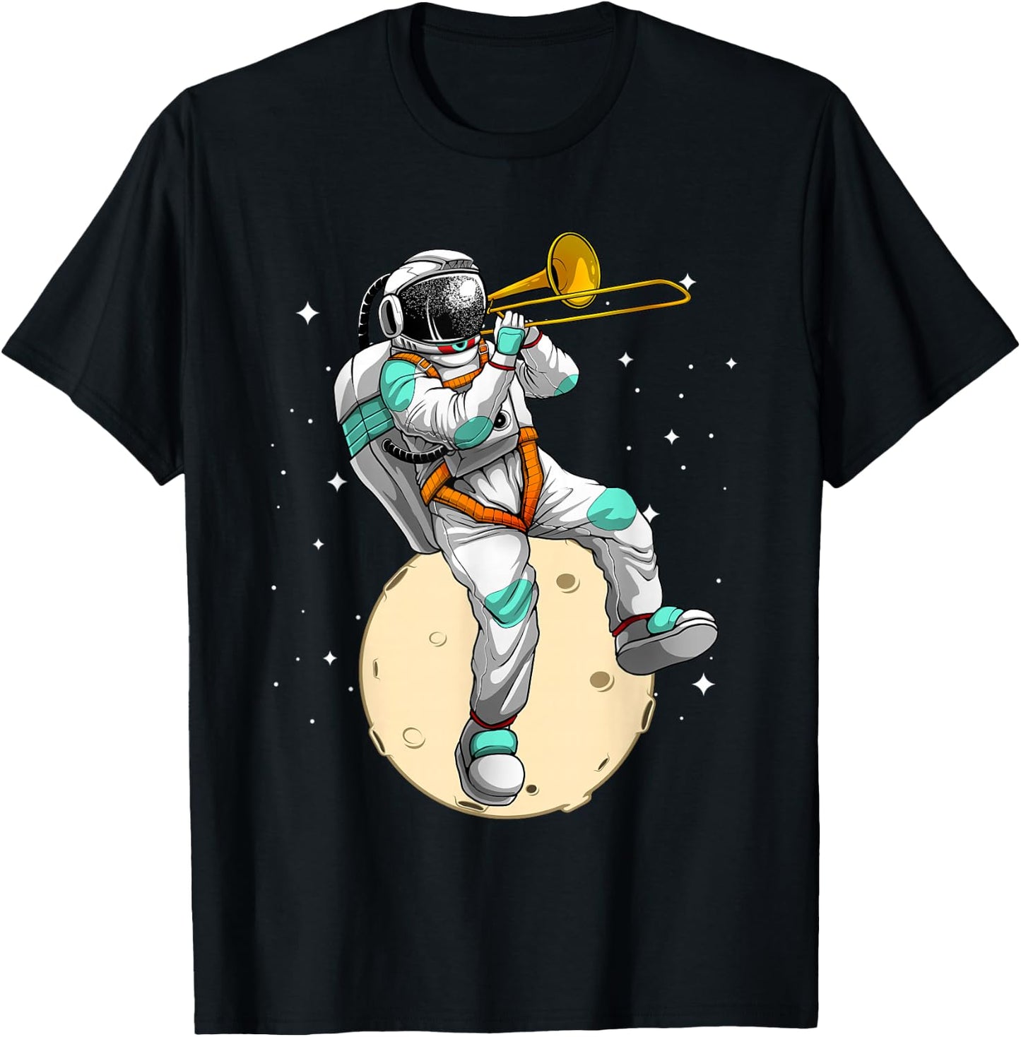 Funny Astronaut Trombone Art Women Trombone Player T-Shirt - T-Shirt | Black