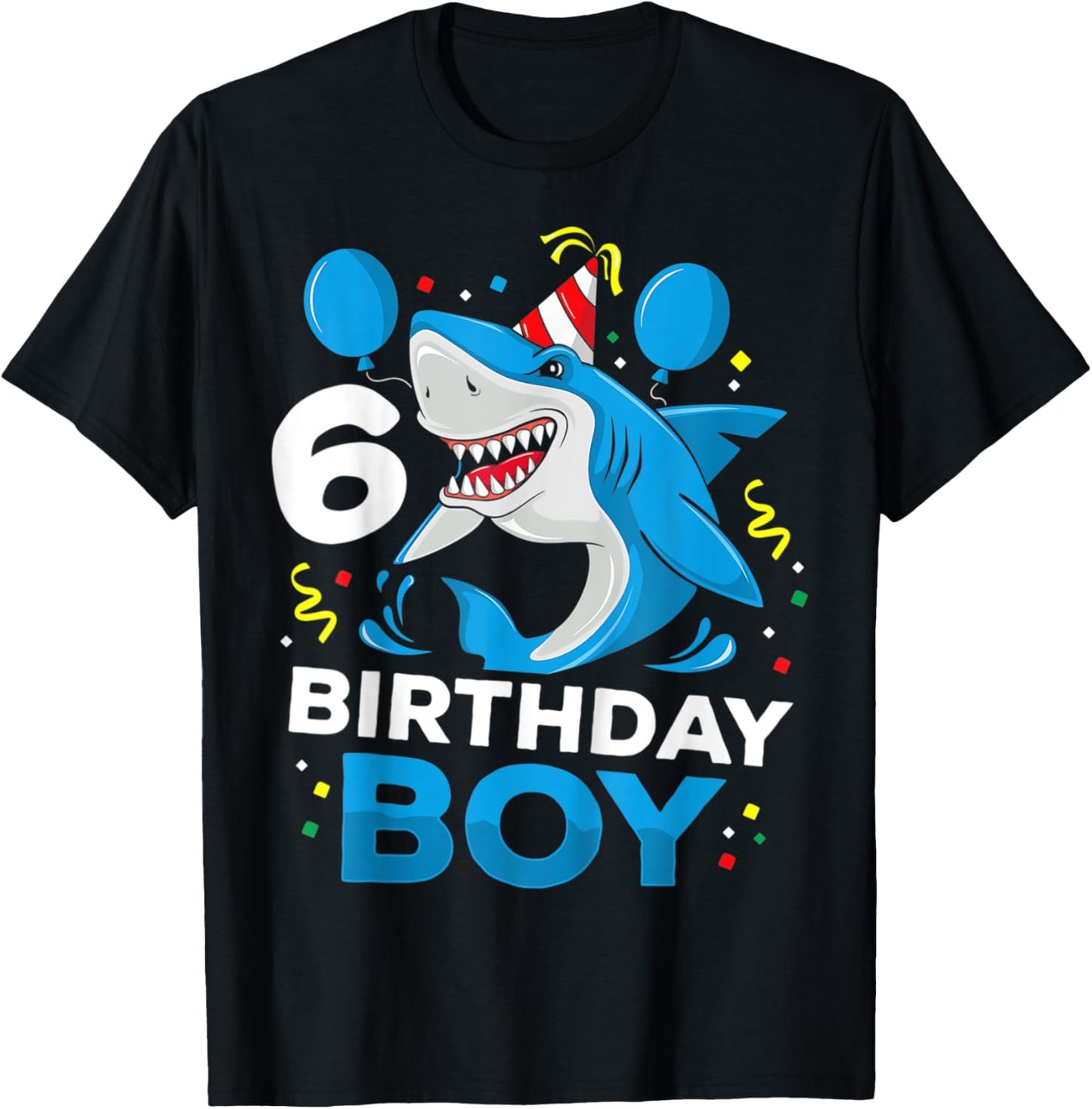 Shark Party: 6th Birthday Shirt for Boys with Ocean T-Shirt - T-Shirt | Black