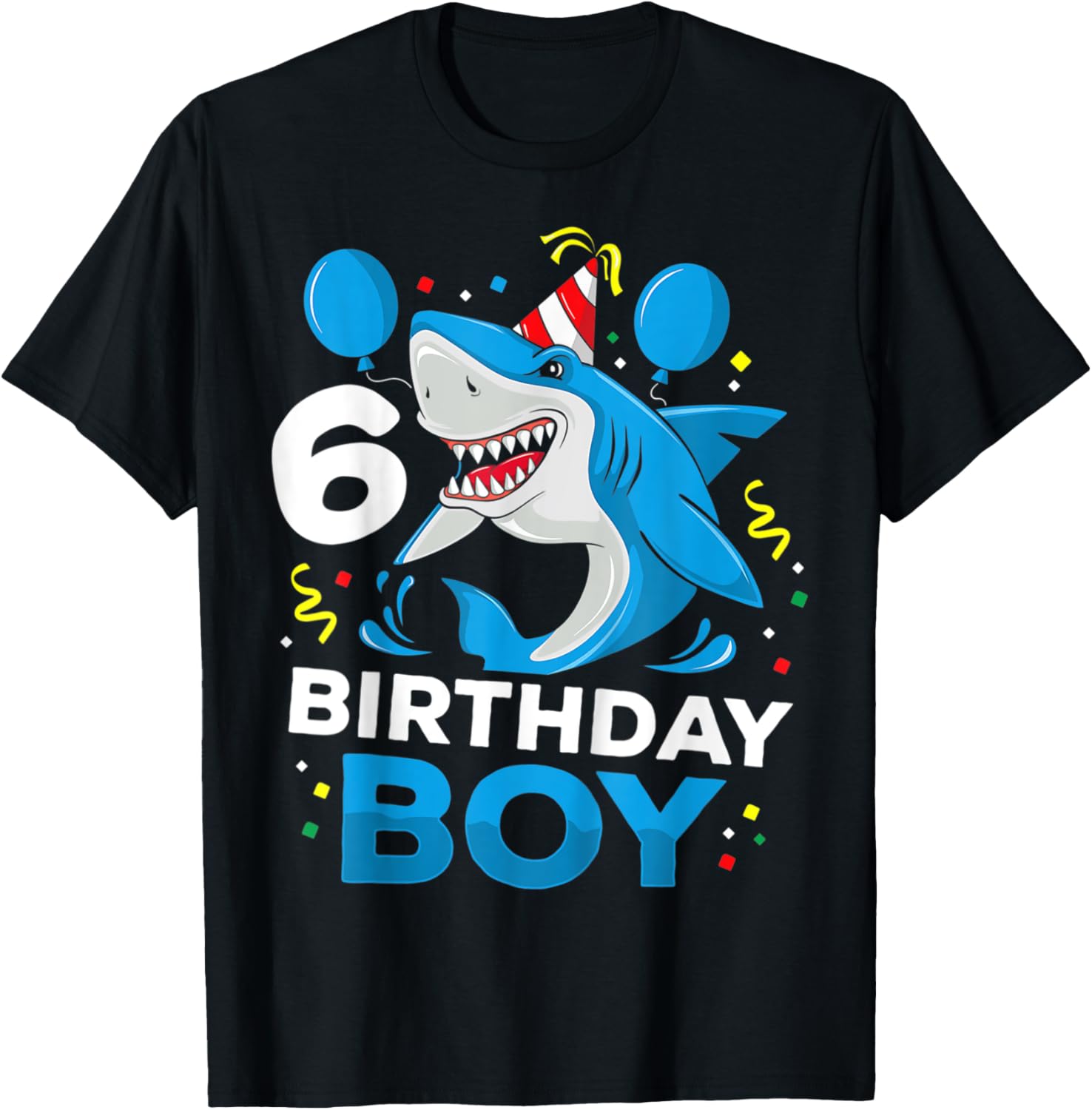 Shark Party: 6th Birthday Shirt for Boys with Ocean T-Shirt - T-Shirt | Black