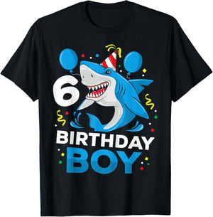 Shark Party: 6th Birthday Shirt for Boys with Ocean T-Shirt - T-Shirt | Black