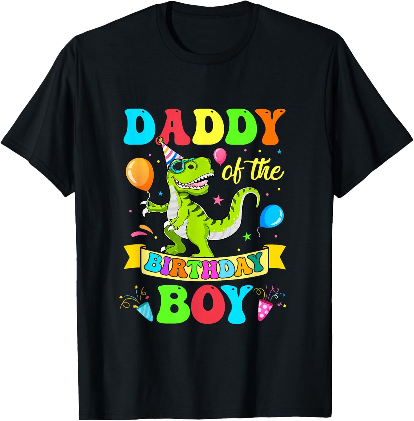 Love Family Matching Daddy Of The Birthday Boy T-Rex Dinosaur Birthday Party T-Shirt - T-Shirt | Black