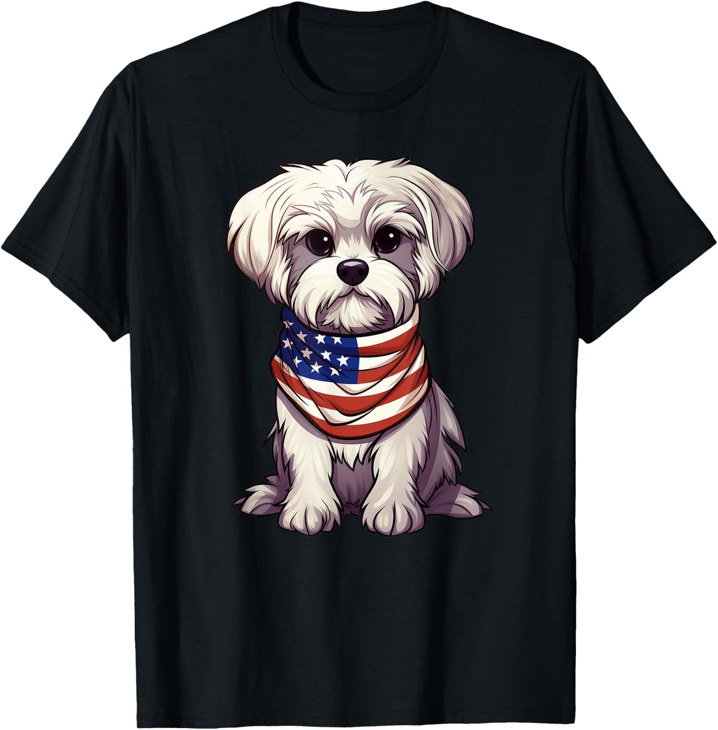 Maltese American Flag Maltese Dog Owner Mom Dad Men Women T-Shirt - T-Shirt | Black