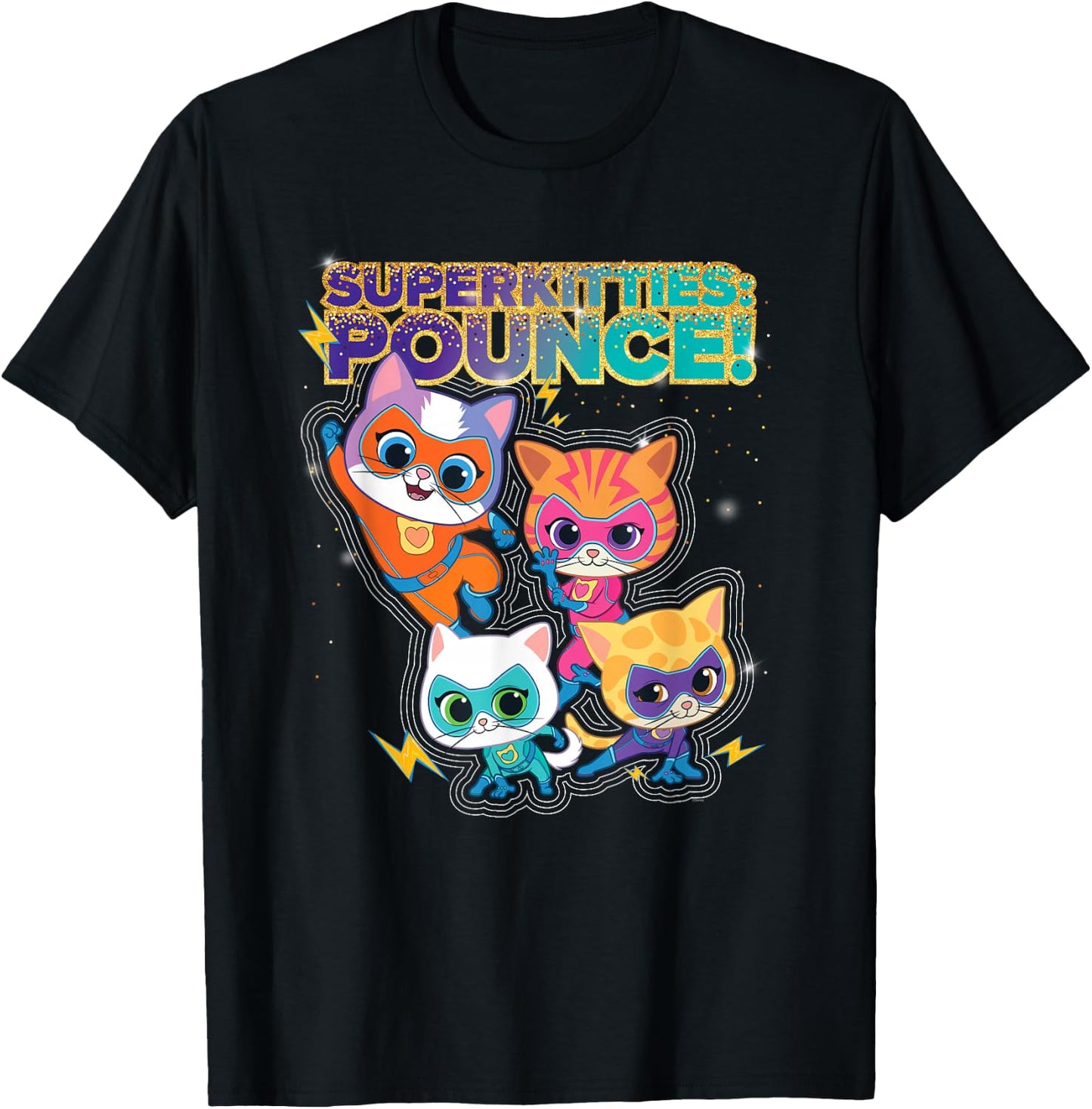 Disney Junior SuperKitties Pounce! Full Team T-Shirt - T-Shirt | Black