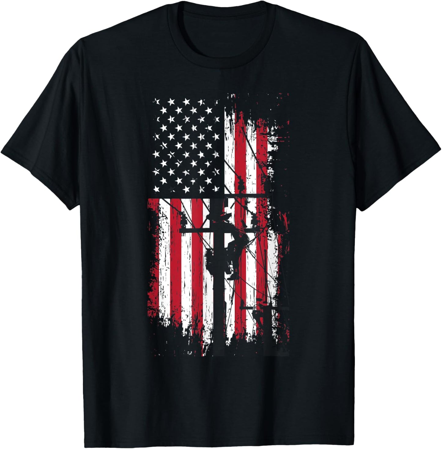 Patriot US Citizen USA Flag Design For Electrician Men T-Shirt - T-Shirt | Black