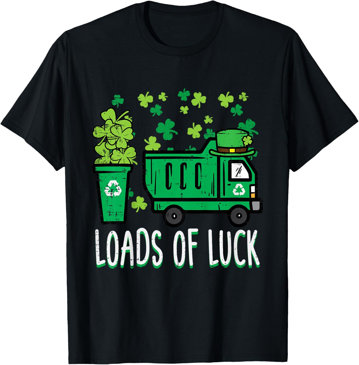 Kids St Patricks Day Garbage Truck Load Of Luck Toddler Boys T-Shirt - T-Shirt | Black