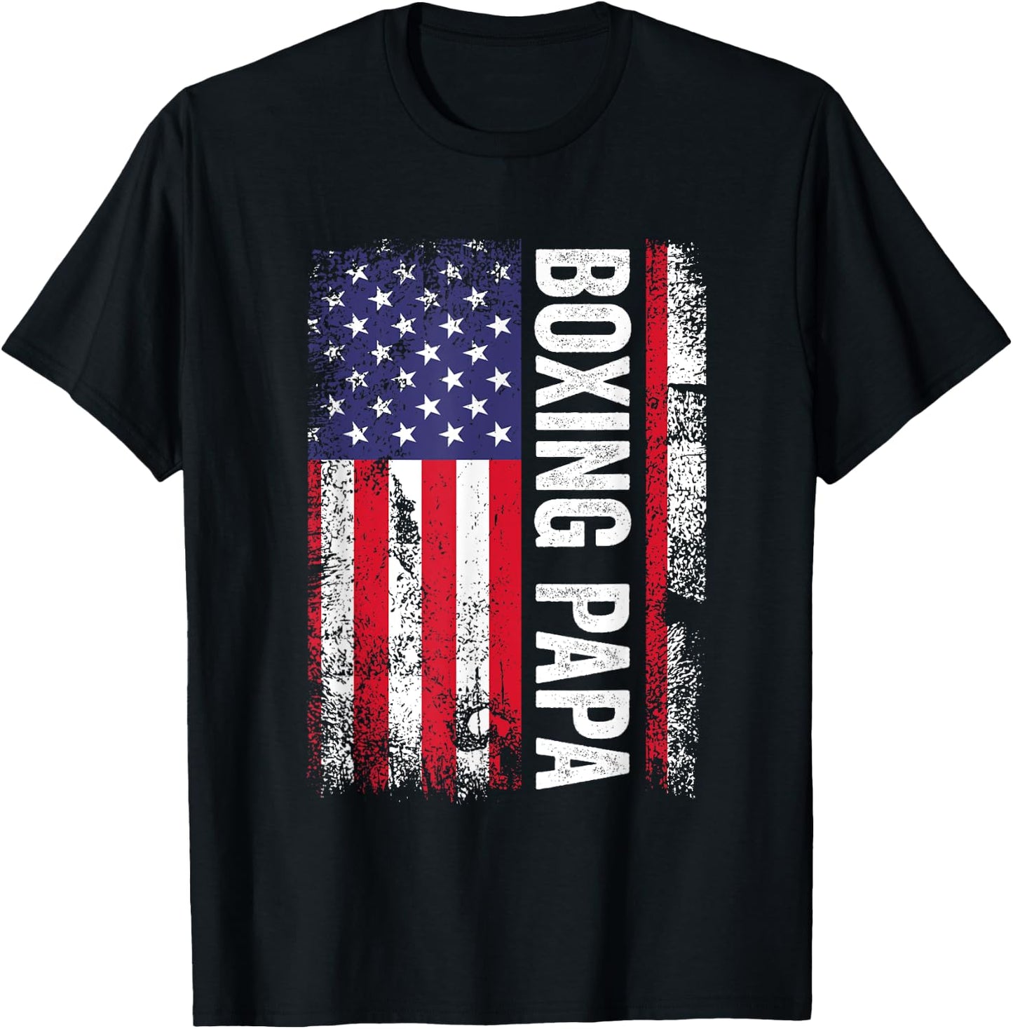 Boxing Papa American Flag USA Patriotic T-Shirt - T-Shirt | Black