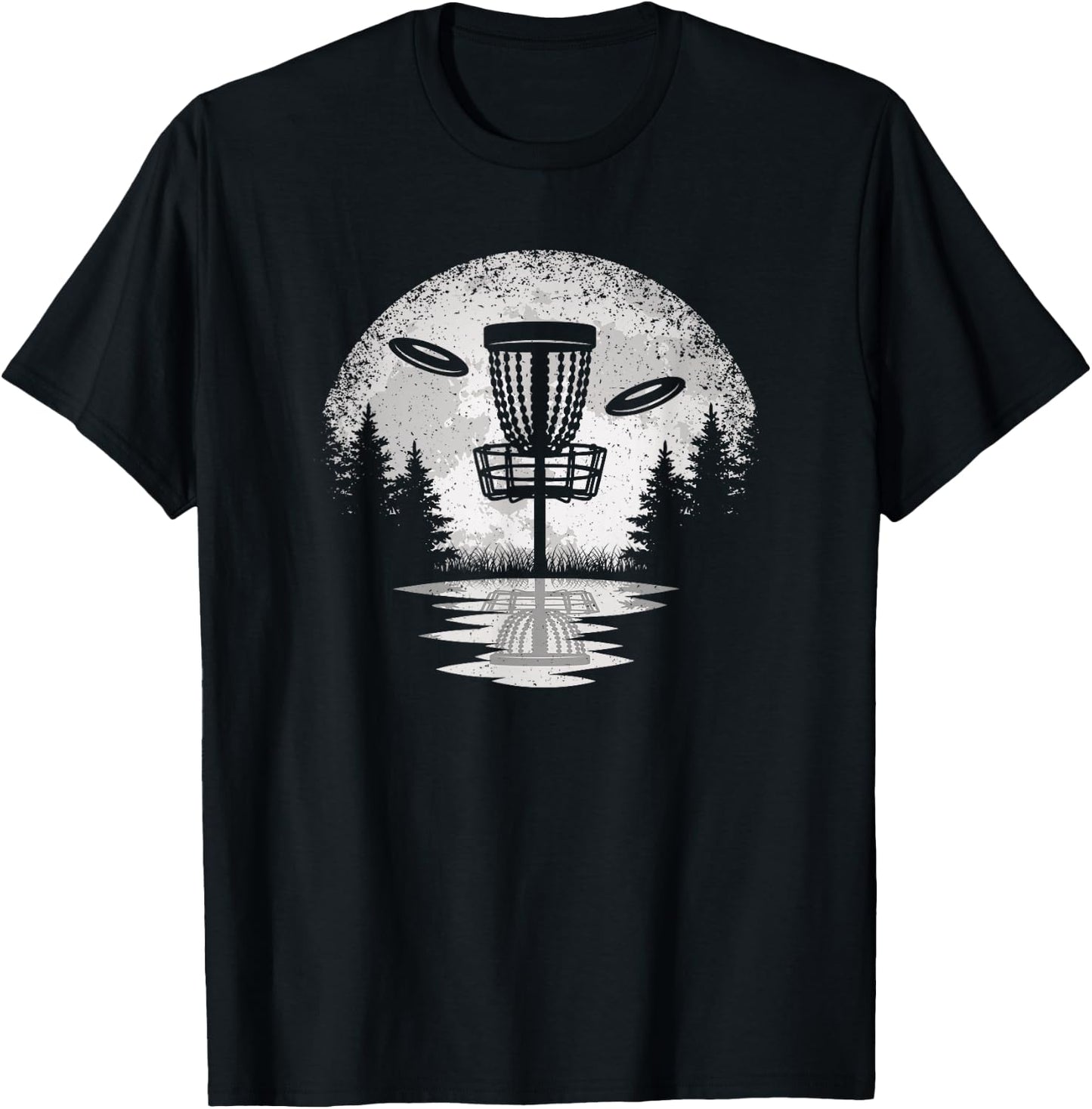 Vintage Disc Golf Basket Tree Frisbee Golf Lover Men Women T-Shirt - T-Shirt | Black