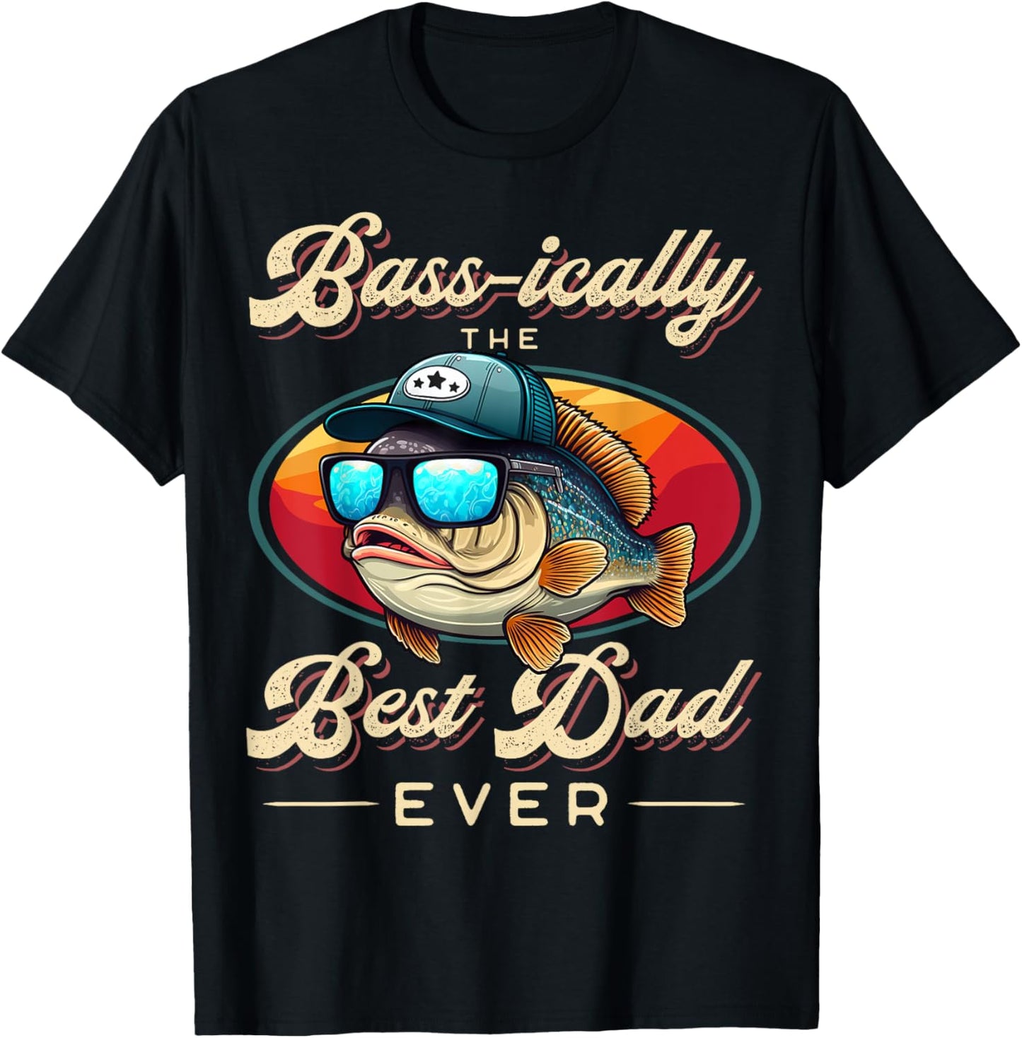 Funny Fishing Father's Day - Dad Fisherman Birthday Graphic T-Shirt - T-Shirt | Black