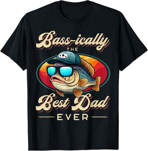 Funny Fishing Father's Day - Dad Fisherman Birthday Graphic T-Shirt - T-Shirt | Black