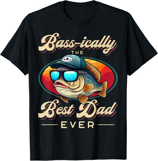 Funny Fishing Father's Day - Dad Fisherman Birthday Graphic T-Shirt - T-Shirt | Black