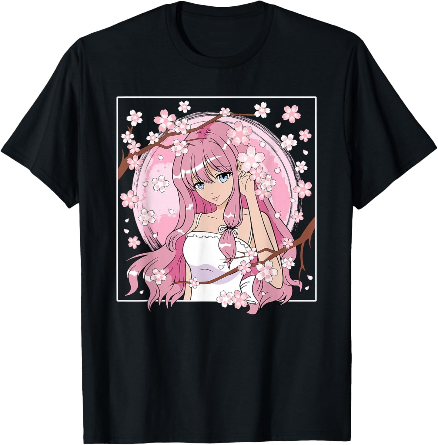 Japanese Anime Girl Otaku Cherry Blossom Sakura Women T-Shirt - T-Shirt | Black