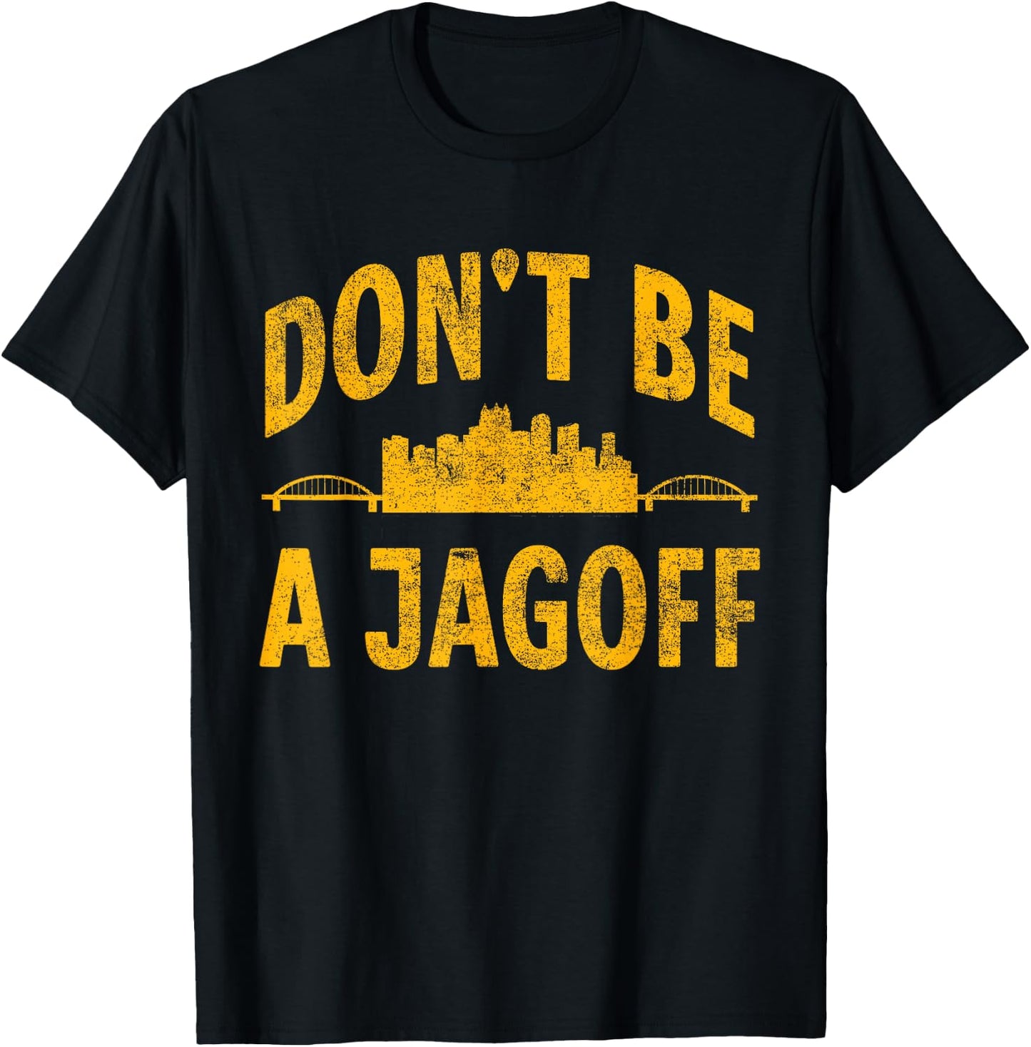 Funny Pittsburgh Jagoff Steel City Skyline 412 Home Vintage T-Shirt - T-Shirt | Black