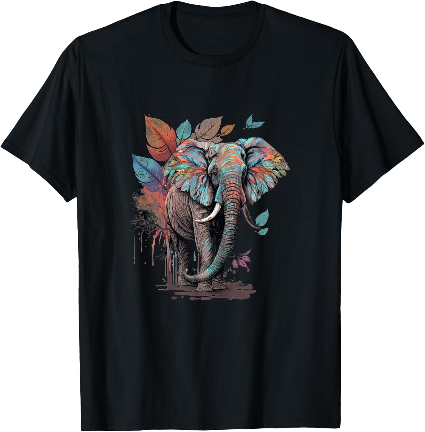 Boho Elephant | Bohemain Style | Cute Elephant T-Shirt - T-Shirt | Black