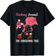 Flocking Around The Christmas Tree Xmas Pjs Pink Flamingo T-Shirt - T-Shirt | Black