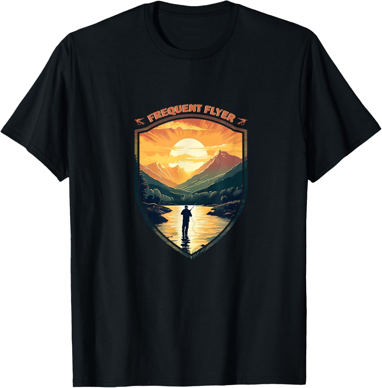 Frequent Flyer Vintage Angler Delight Fly Fisher Enthusiasts T-Shirt - T-Shirt | Black