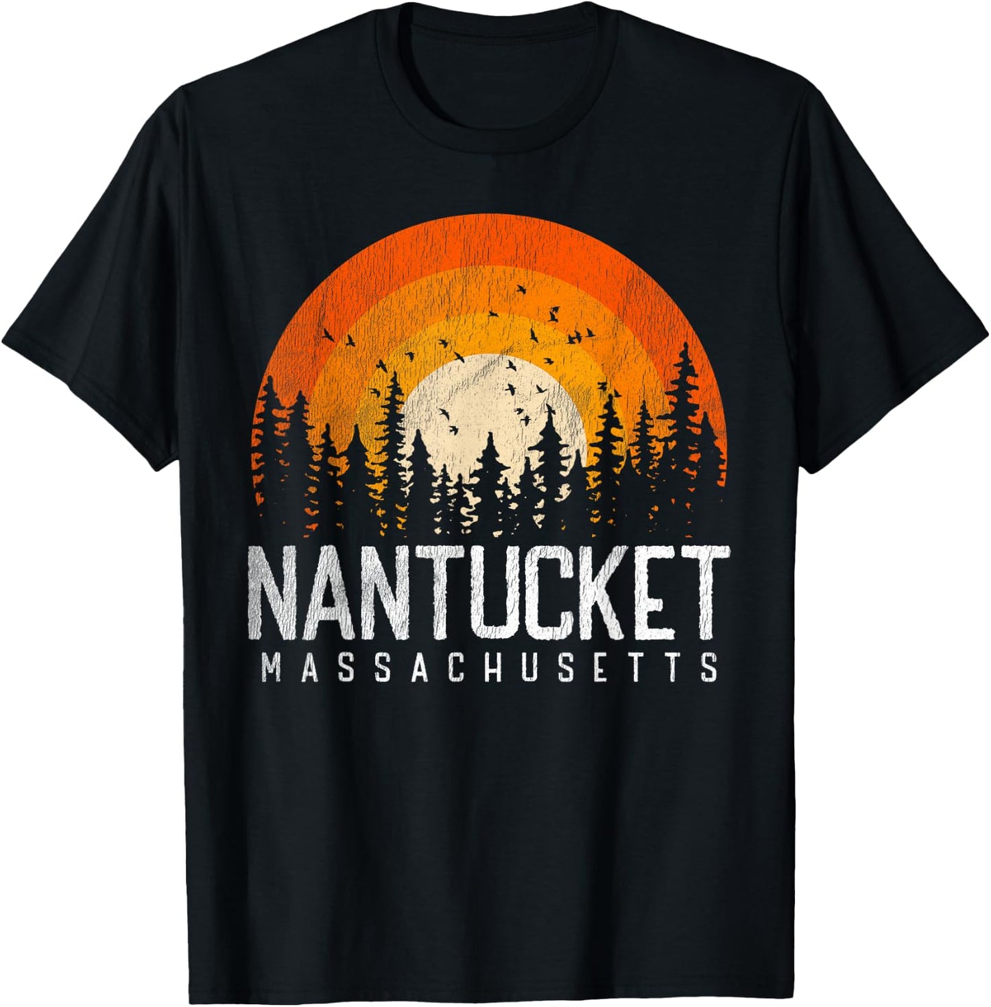 Nantucket Massachusetts MA Shirt Vintage 80s 90s Retro Gift T-Shirt - T-Shirt | Black
