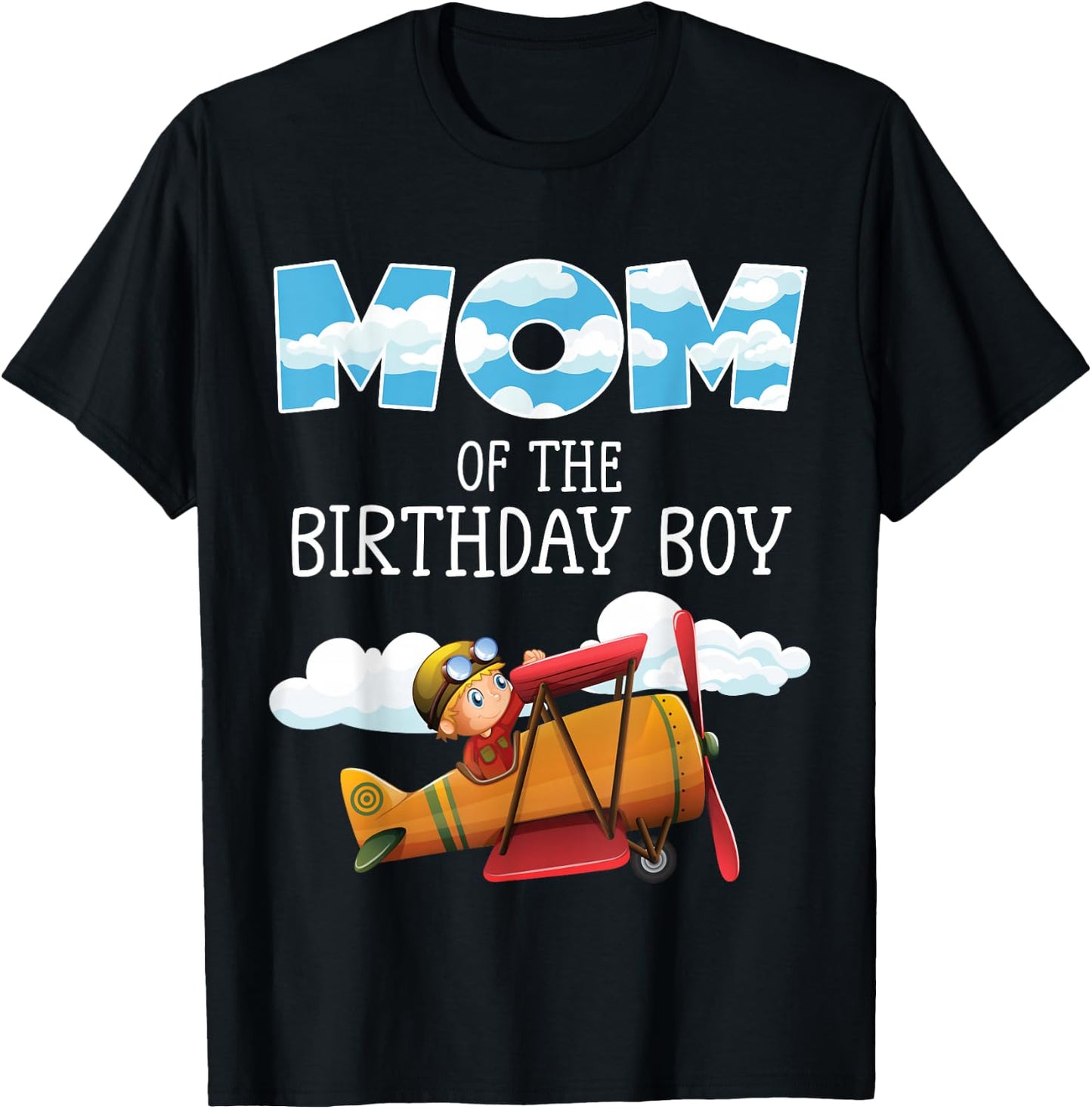 Mom of the Birthday Boy Little Pilot Family Matching T-Shirt - T-Shirt | Black