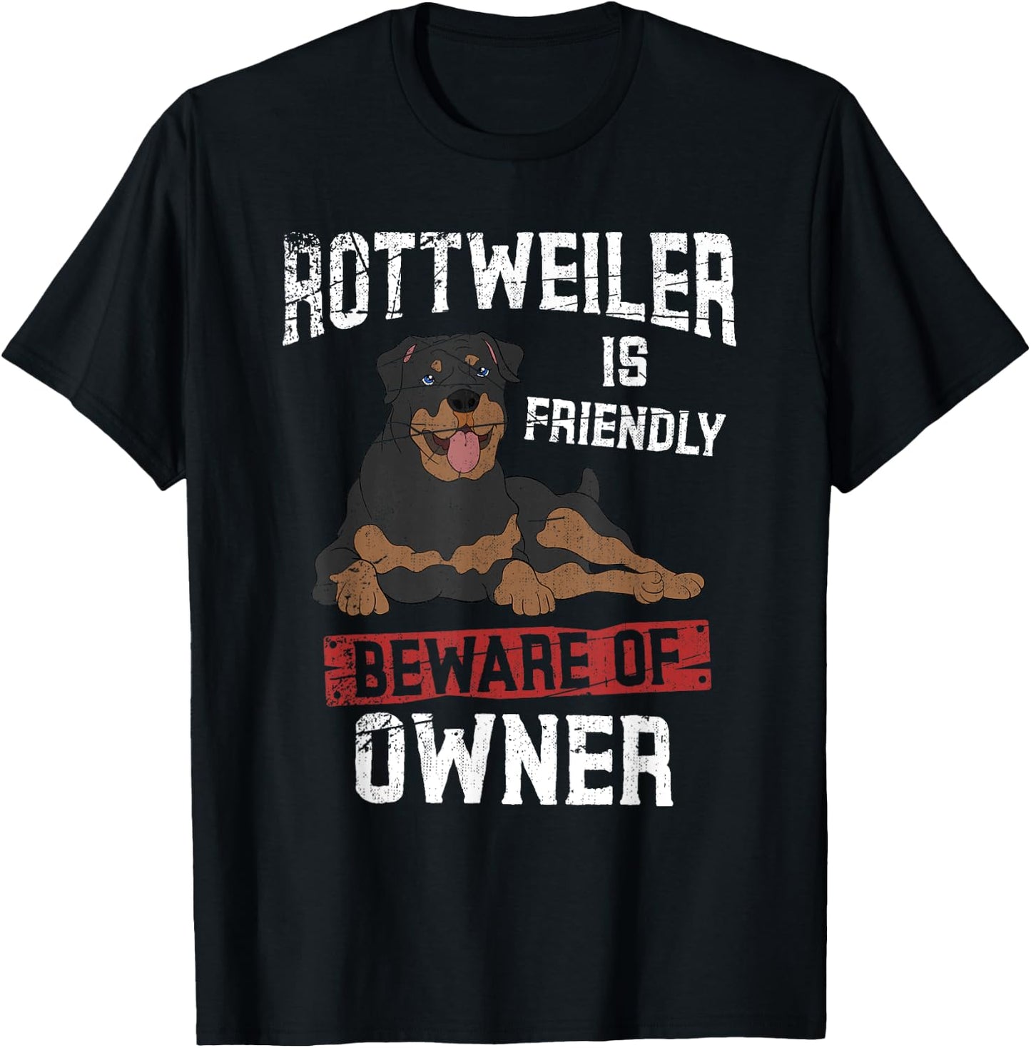 Friendly Rottie Lover Dog Pet Owner Animal Funny Rottweiler T-Shirt - T-Shirt | Black