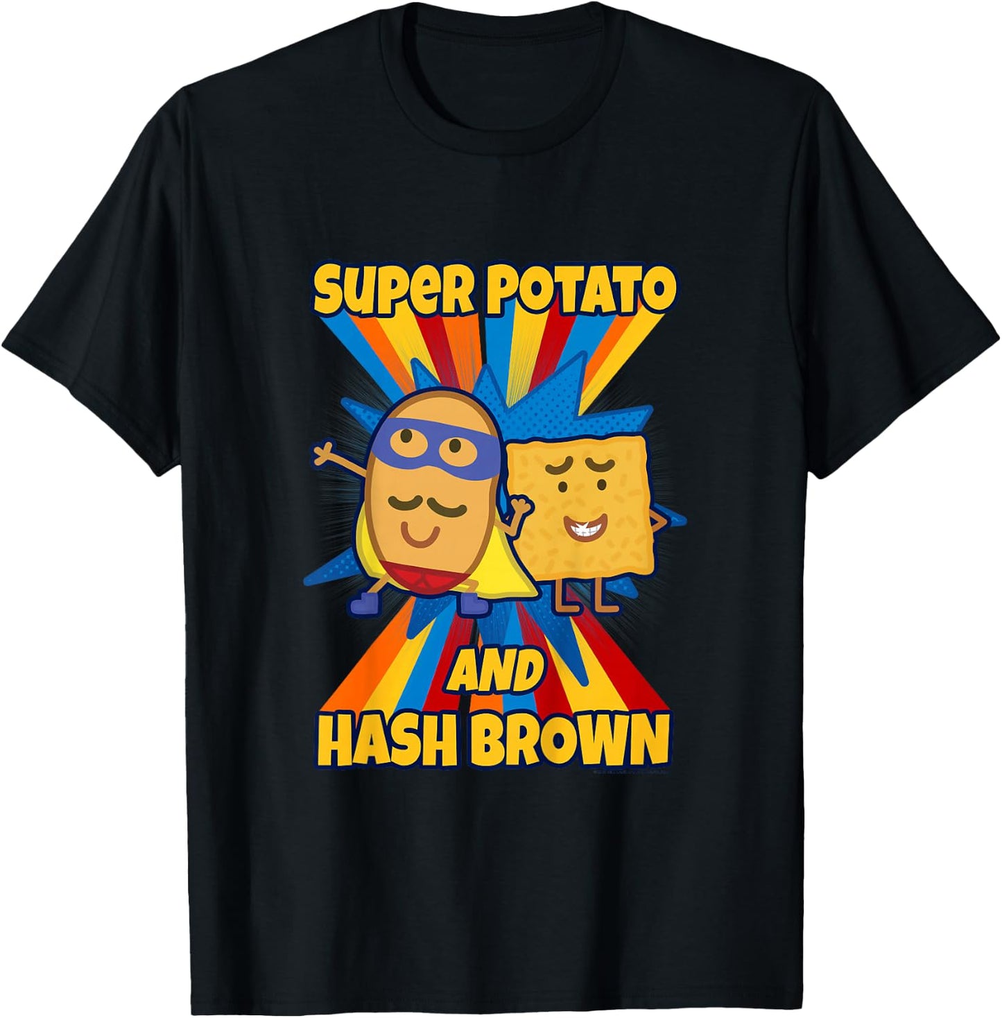 Kids Peppa Pig Super Potato and Hash Brown T-Shirt - T-Shirt | Black