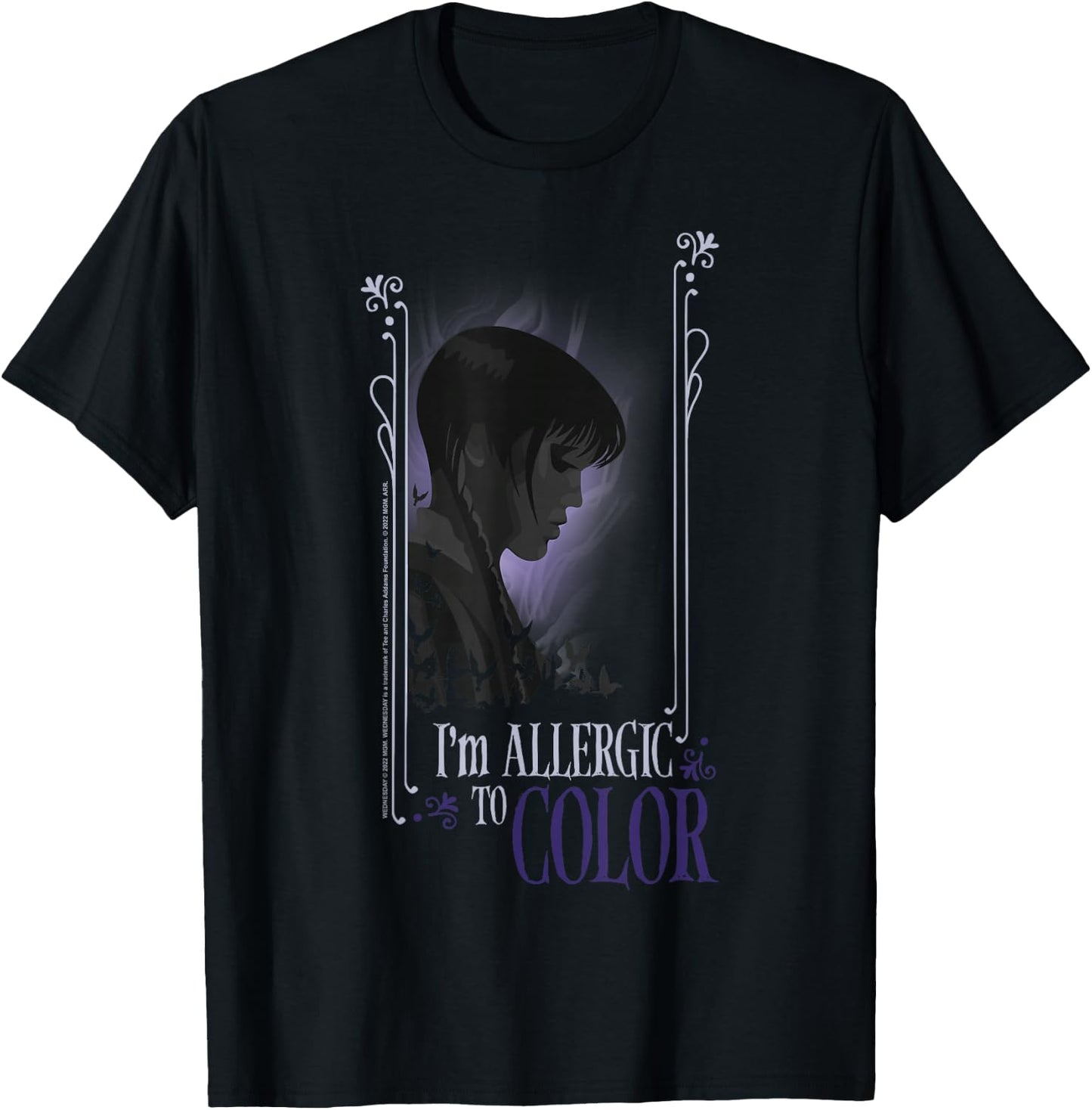 Wednesday I'm Allergic To Color Quote T-Shirt - T-Shirt | Black