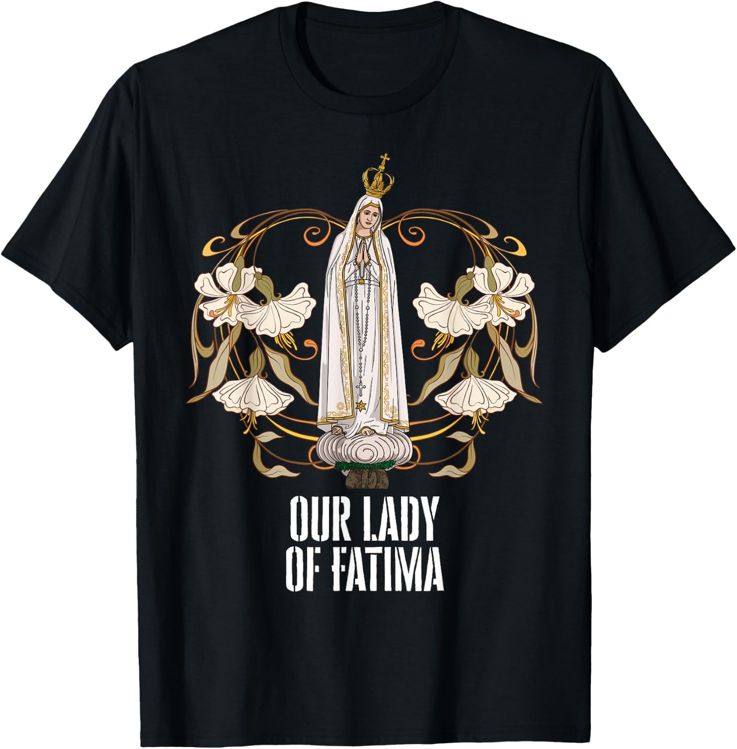 Our Lady of Fatima Marian Catholic T-Shirt - T-Shirt | Black