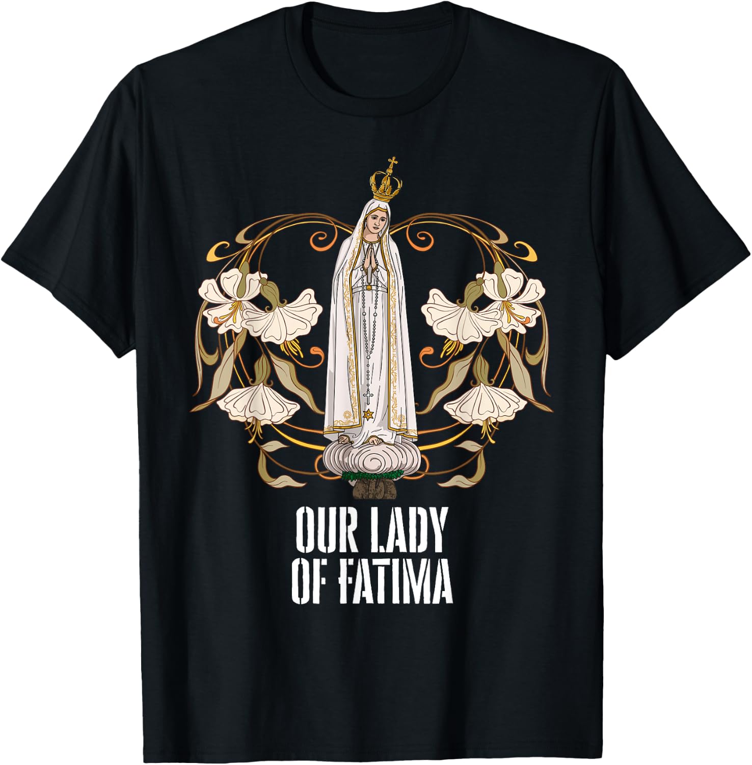 Our Lady of Fatima Marian Catholic T-Shirt - T-Shirt | Black